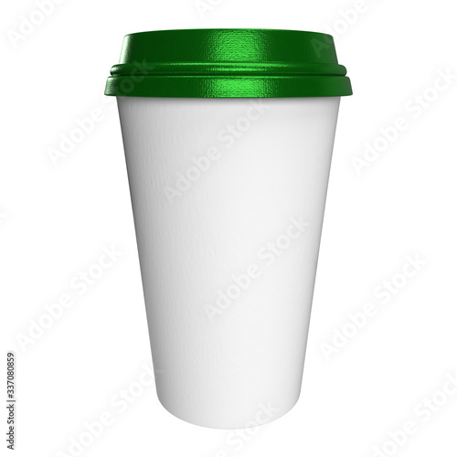 Metallic Green And White Tumbler Isolated In White Background 