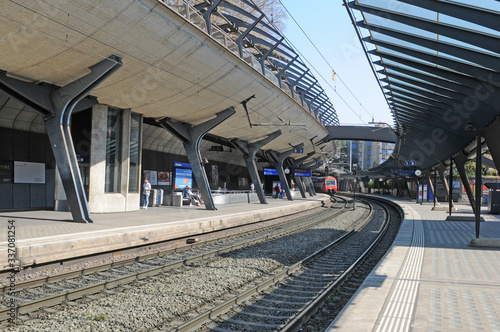 Zürich: The Stadelhofen trai station is empty due to Coronoa Covid19 Virus log down