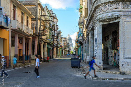 Havana Cuba Typical street with colorful houses © Brice