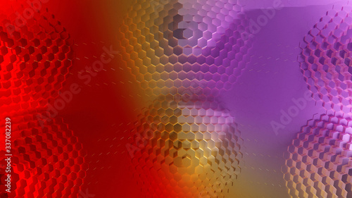 3D rendered abstract geometric background wallpaper with hexagons and rainbow colors