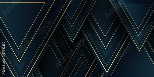 Black blueish gold triangle background for presentation design