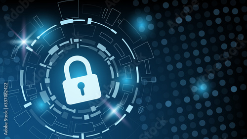 Cyber technology security, network protection background design, vector illustration