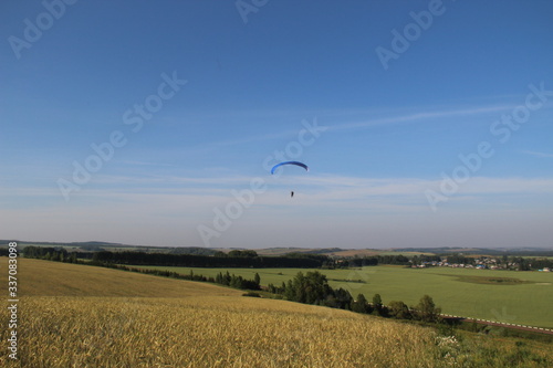 beautiful blue sky. paraglider. paraglider and blue sky