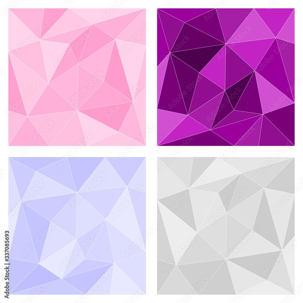 Fototapeta premium Pink, grey and violet triangle vector background or chevron surface pattern set