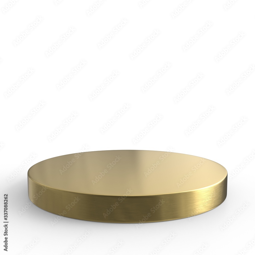 Golden product stand. Pedestal. 3d render Golden product stand. Pedestal. 3d render
