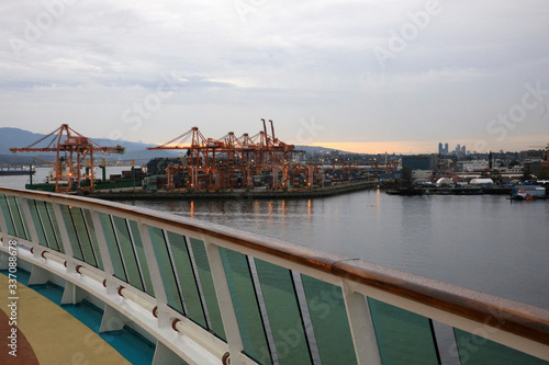 Vancouver, America - August 18, 2019: Vancouver view from port, Vancouver, America