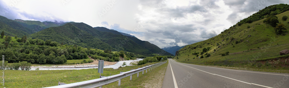 panorama of the Caucasus mountains. panorama of the mountains
