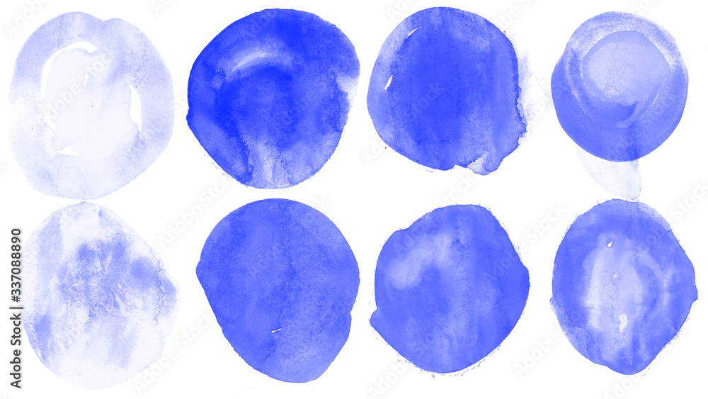 Abstract set of blue vector circle paint blot brushes for painting Abstract set of blue vector circle paint blot brushes for painting