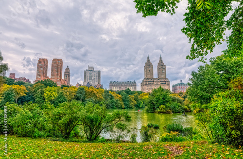 Majestic Apartments and San Remo buildings view during the gloomy weather from the Central Park.