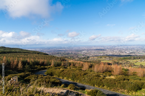 Photography Stunning panoramic view of Dublin city and port from Ticknock, 3rock, Wicklow mountains