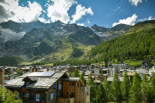 Beautiful view on Saas-Fee village in Swiss Alps © Michal