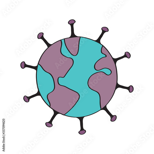 The globe in the form of a coronavirus