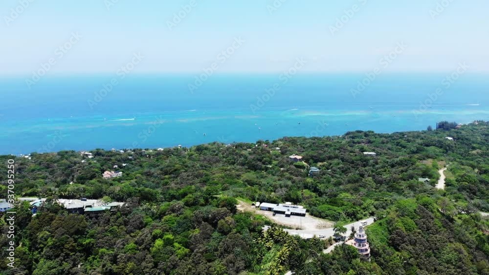 View of ocean from Honduras coastline, wide aerial View of ocean from Honduras coastline, wide aerial