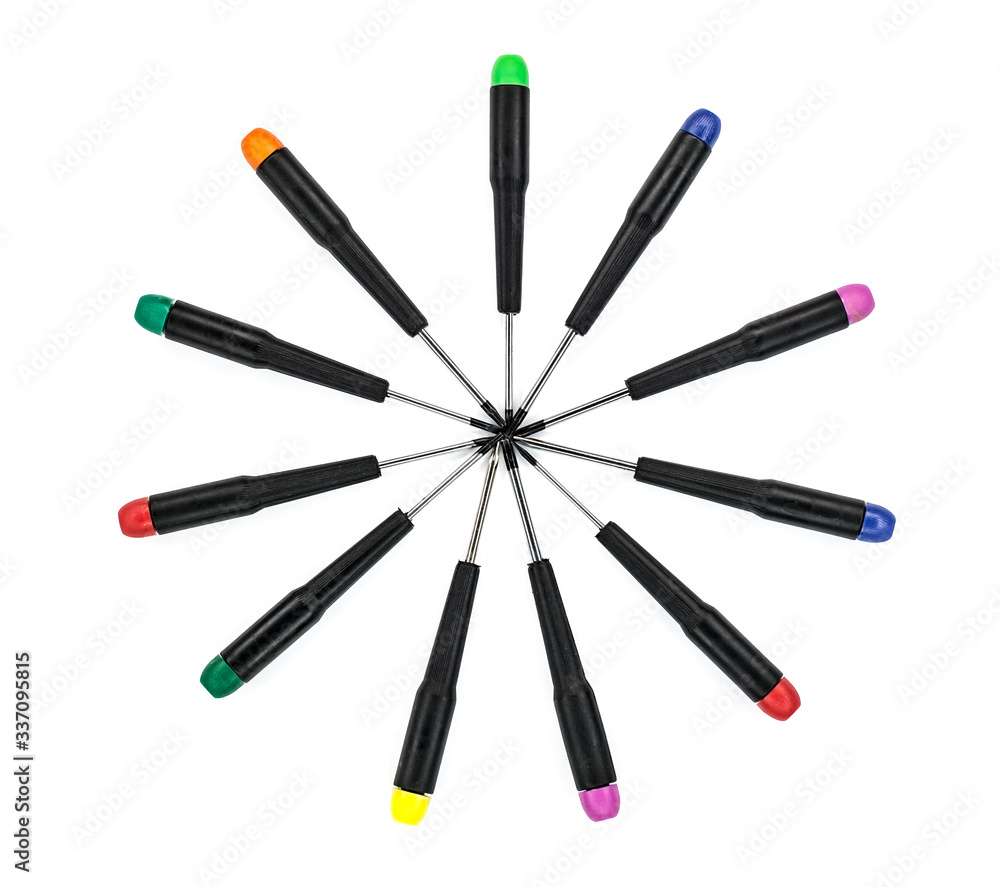 set of screwdrivers arranged in the form of a star set of screwdrivers arranged in the form of a star