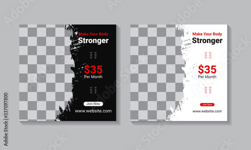 Modern Gym square Social media banner template. Creative Promotional banner for social media banner post, web banner.