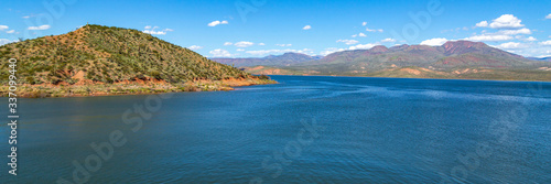 Panorama of Roosevelt Lake in Sonoran Desert of Arizona