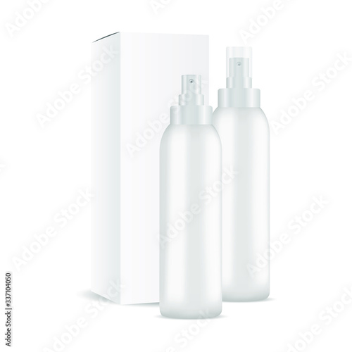 Deodorant spray bottle mockup, cosmetic package. cosmetic products or household chemicals isolated on white background. Vector illustration
