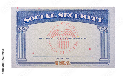 Fotografie, Obraz Blank and empty unfilled USA social security card isolated against a white backg