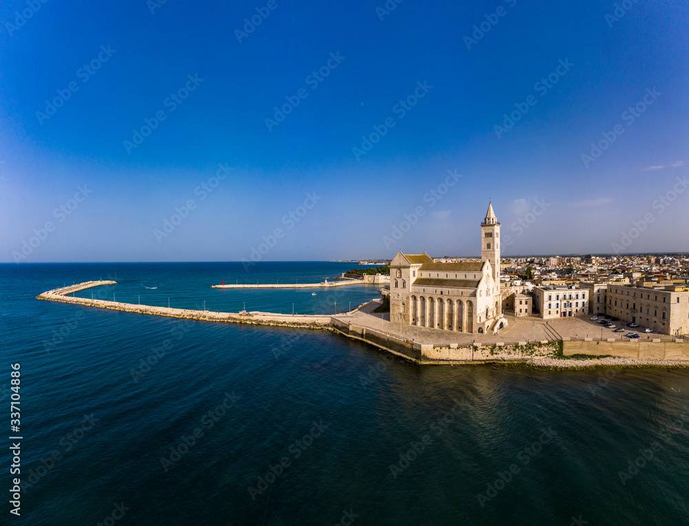 Aerial view, Cathedral of San Nicola Pellegrino, Sea Cathedral of Trani, Puglia, Southern Italy, Italy,