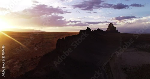 Wallpaper Mural View of Ship Rock from mountain ridge in desert, wide aerial Torontodigital.ca