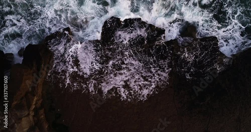 Overhead aerial, England rocky coastline