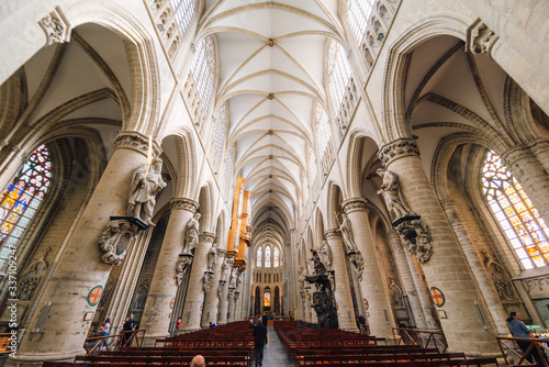 Interior of the Cathedral of St. Michael and St. Gudula, Brussels photo