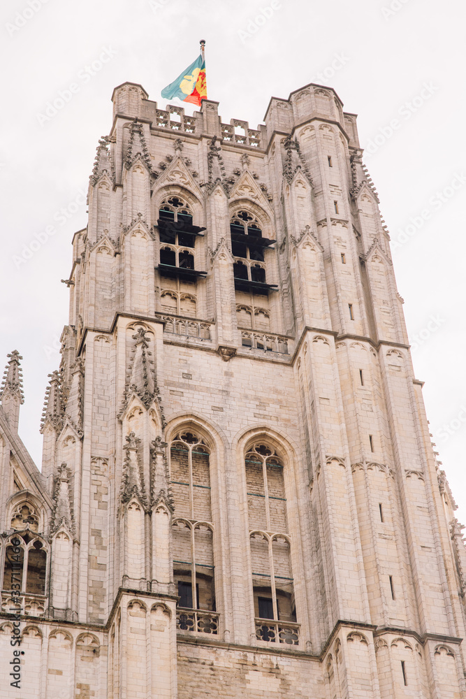 The beautiful gothic cathedral Saint-Michel et Sainte-Gudule St. Michael and St. Gudula Cathedral in Brussels.