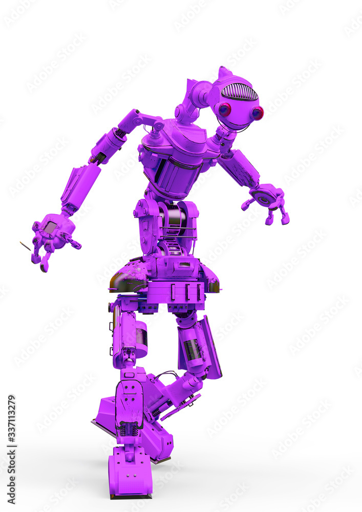 friendly robot is walking in white background friendly robot is walking in white background