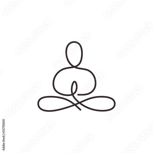 Continuous one line drawing yoga, abstract healthy life concept. Single hand drawn minimalism. Vector illustration simplicity design. Person doing exercise in lotus position.