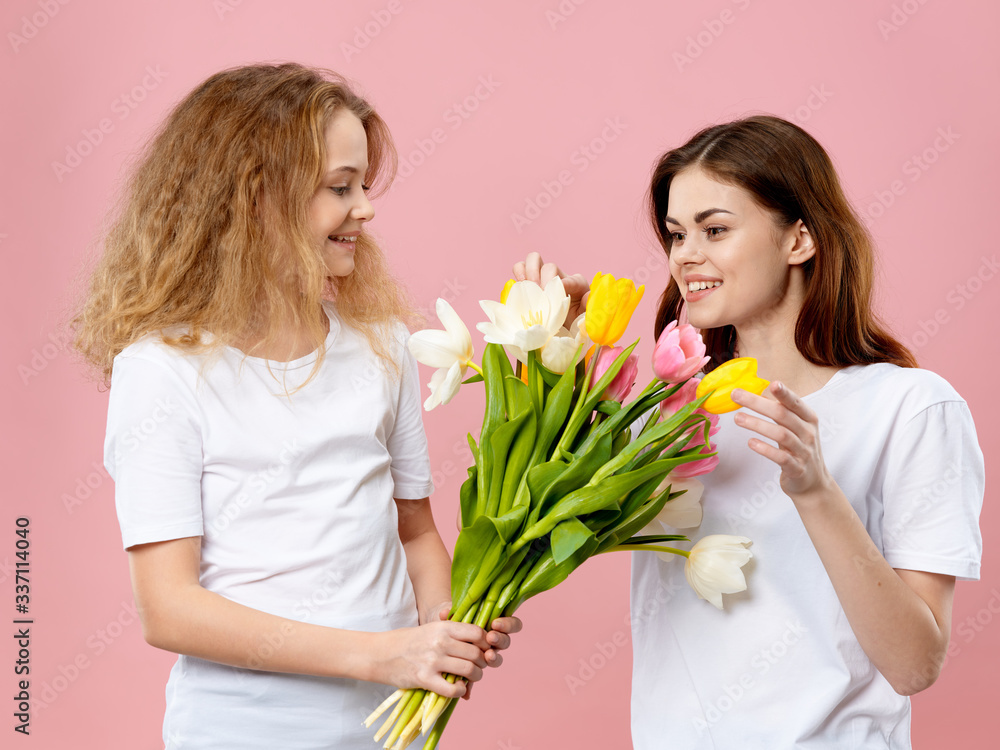 young couple with flowers young couple with flowers