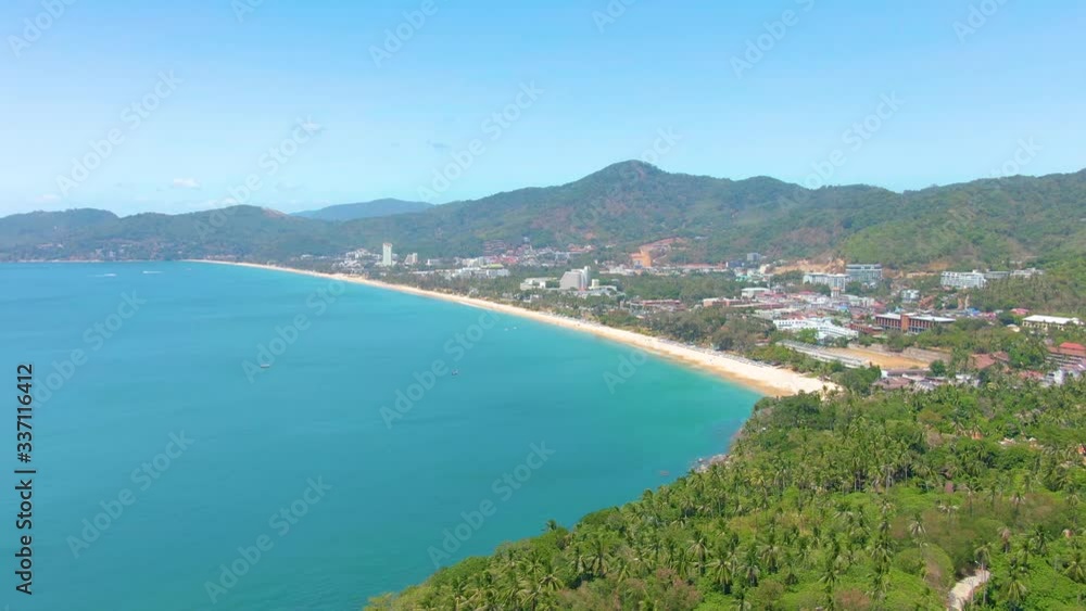 Aerial photography on the beautiful Karon beach in Thailand. Hot resort place Aerial photography on the beautiful Karon beach in Thailand. Hot resort place