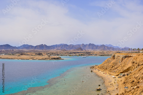 Sharm El Sheikh Bay panorama with amazing water color. Red sea © s72677466