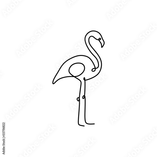 Flamingo simple line drawin...