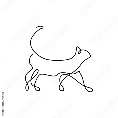 Cat one line drawing, vecto...