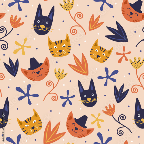 Seamless pattern with cute ...