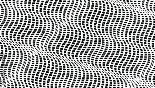 Distressed fabric texture. Vector texture of weaving fabric. Grunge background. Abstract halftone vector illustration. Overlay for interesting effect and depth. Black isolated on white background.