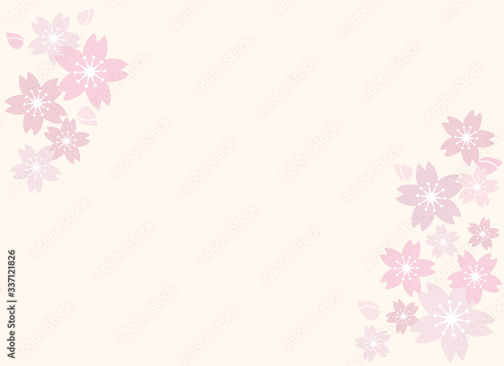 Sakura illustration and Japanese traditional  pattern vector background