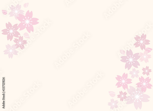 Sakura illustration and Japanese traditional pattern vector background