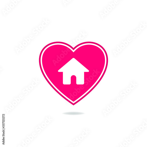 Home with heart icon design. Stay home sign concept. Vector illustration