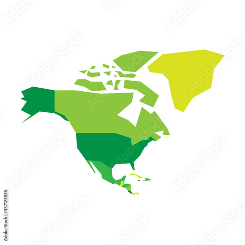 Very simplified infographical political map of North America. Simple geometric vector illustration photo