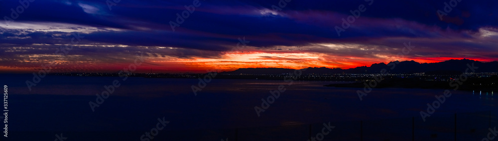beautiful sunset panorama with amazing sky in egypt
