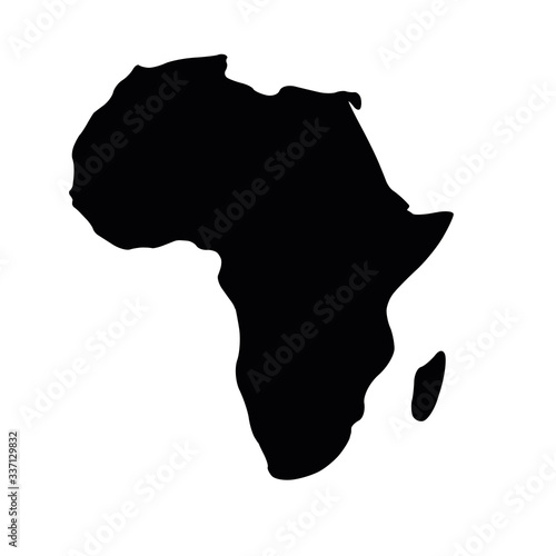 Africa black silhouette. Contour map of continent. Simple flat vector illustration