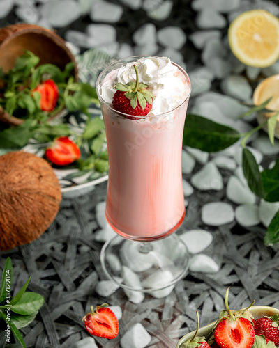 Wallpaper Mural a glass of strawberry milkshake with whipped cream and strawberry on top Torontodigital.ca