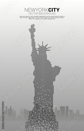 Statue of Liberty and city background from pixel .Background concept for New York city.