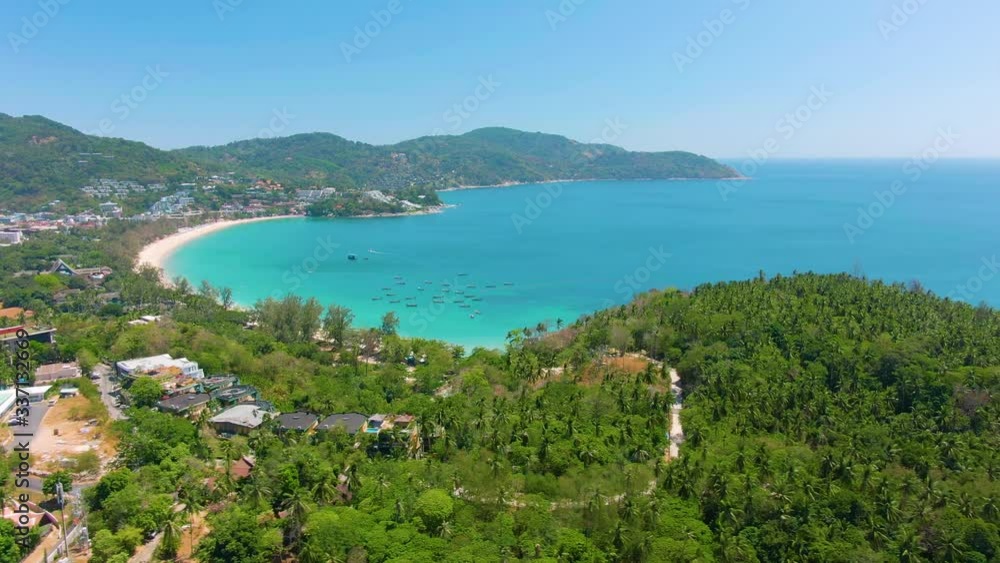 Aerial photography on the beautiful Karon beach in Thailand. Hot resort place Aerial photography on the beautiful Karon beach in Thailand. Hot resort place