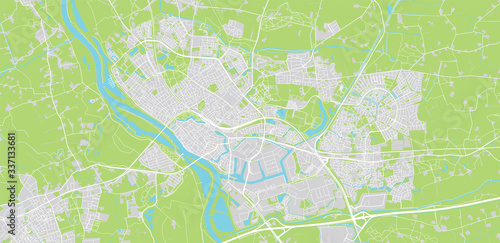 Urban vector city map of Deventer, The Netherlands