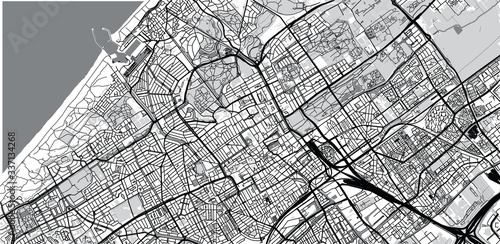 Urban vector city map of The Hague, The Netherlands