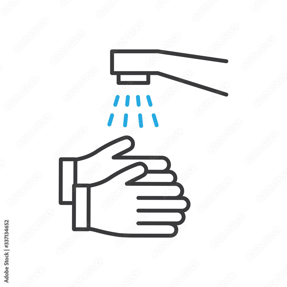 Wash your hands vector icon. Vector line art illustration. Wash your hands vector icon. Vector line art illustration.