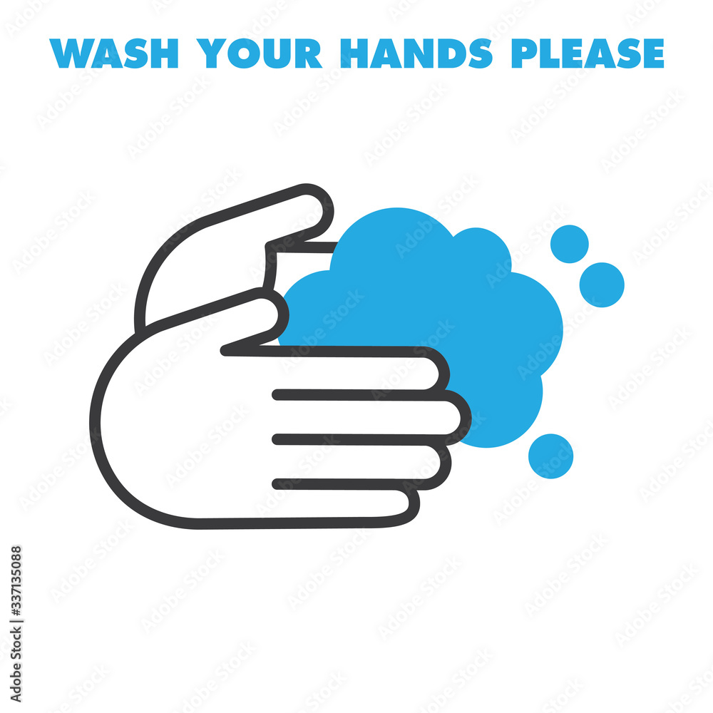 Wash your hands vector icon. Vector line art illustration. Wash your hands vector icon. Vector line art illustration.