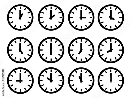 Clock icon symbol set in classic flat style isolated on background for your web site design logo, app or UI. EPS10